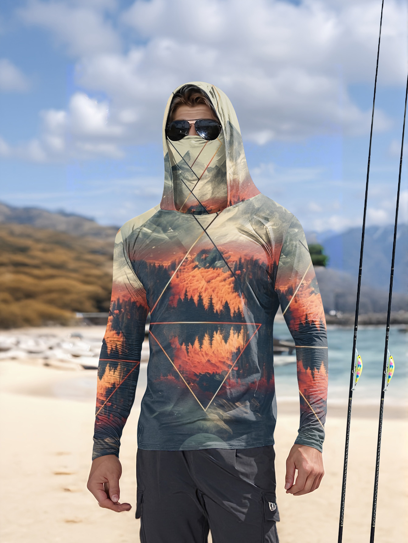 Fishing Mask Sun Protection - Açık Hava Erkek Balıkçı Kapüşonlu Üstü,