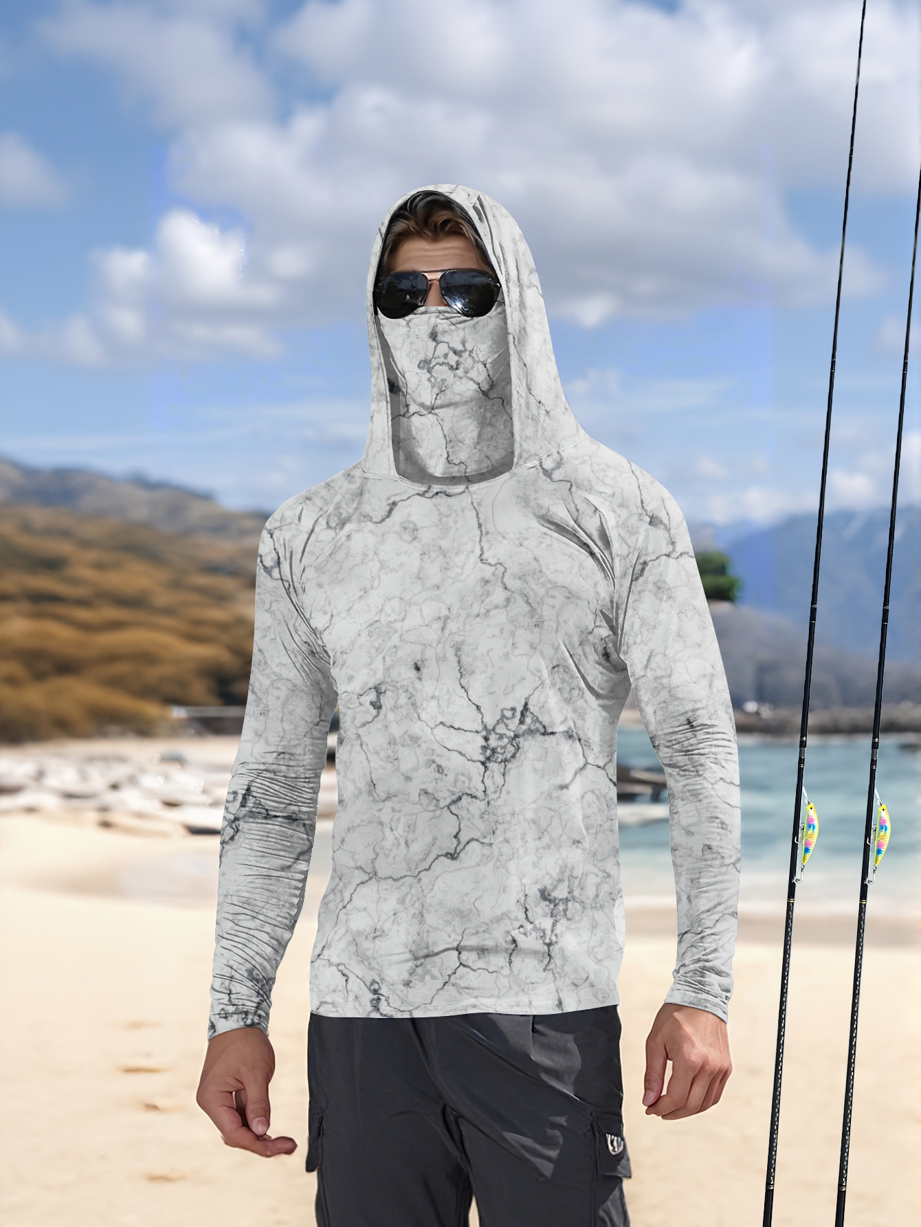 Fishing Shirt Uv Protection - Erkek Kapüşonlu Balıkçı Gömleği Uzun Kollu